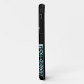 印刷される青いグリッターパーソナライズな黒いダマスク織 Case-Mate iPhoneケース (裏面/左)