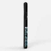 印刷される青いグリッターパーソナライズな黒いダマスク織 Case-Mate iPhoneケース (裏面/右)