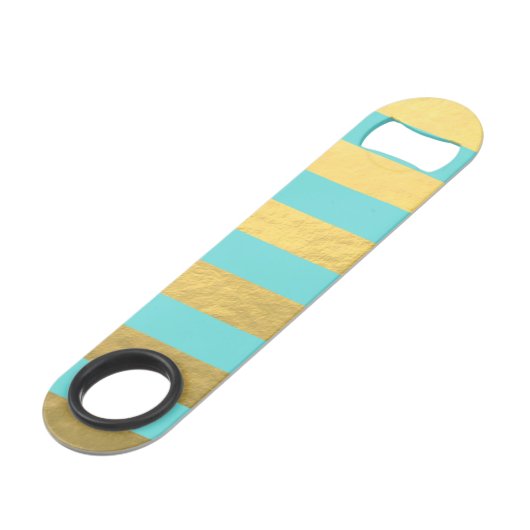 印刷される青および金ゴールドホイルのストライプ スピード栓抜き (正面アングル)