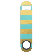 印刷される青および金ゴールドホイルのストライプ スピード栓抜き (裏面)