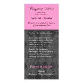 印刷するカスタムな棚のカード、黒およびピンクのデザイン ラックカード (正面)