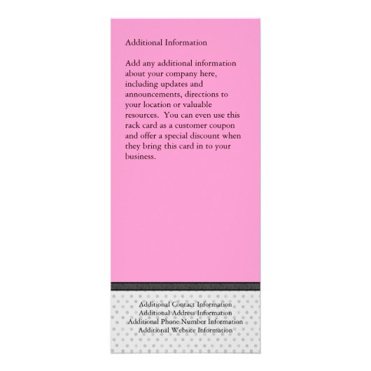 印刷するカスタムな棚のカード、黒およびピンクのデザイン ラックカード (裏面)