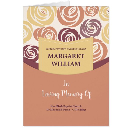 印刷できる葬儀のプログラムテンプレート (正面)