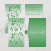 印刷のリボン エメラルドグリーン, 白の返信カード 招待状 (正面/裏面)