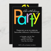 印刷の色の誕生日パーティーの招待 招待状 (正面/裏面)
