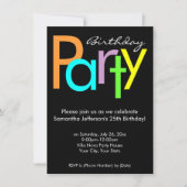 印刷の色の誕生日パーティーの招待 招待状 (正面)