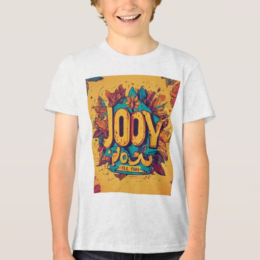 印刷よくはしゃぐされた子供のTシャツ：おもしろいデザイン トライブレンドＴシャツ (正面)