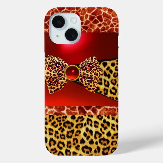 印刷キリンのヒョウの皮の弓、赤ルビーの宝石 Case-Mate iPhoneケース (裏面)
