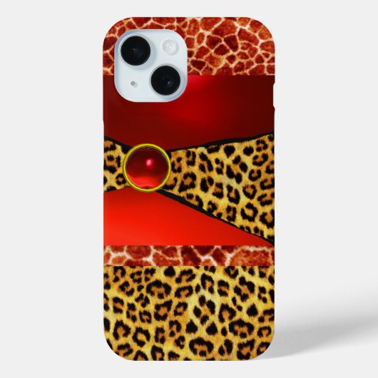 印刷キリン豹の皮の赤ルビー玉石 Case-Mate iPhoneケース (裏面)