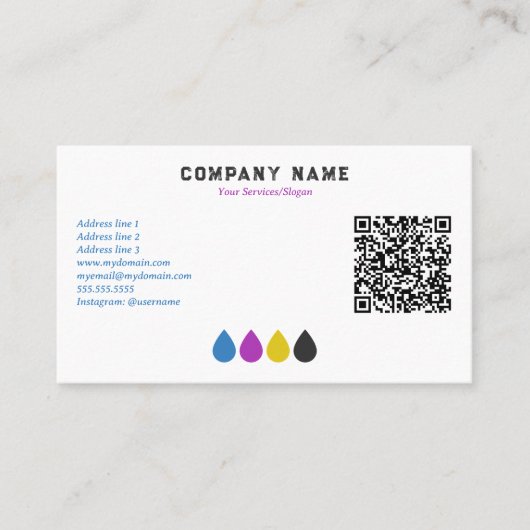 印刷サービスCMYKインク滴名刺 名刺 (正面)