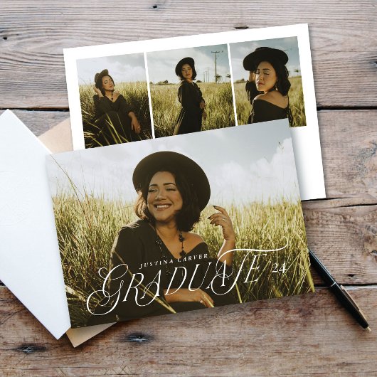 印刷スタイリッシュ写真数々のの卒業カード 案内状