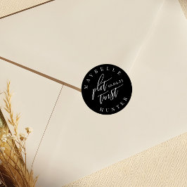 印刷ツイスト黒の書モダン道の日付を保存 ラウンドシール