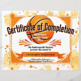 印刷バスケットボール夏キャンプリーグチーム賞