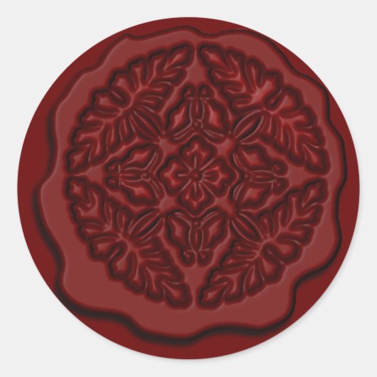 印刷フェイクワックスシール、赤 ラウンドシール (正面)