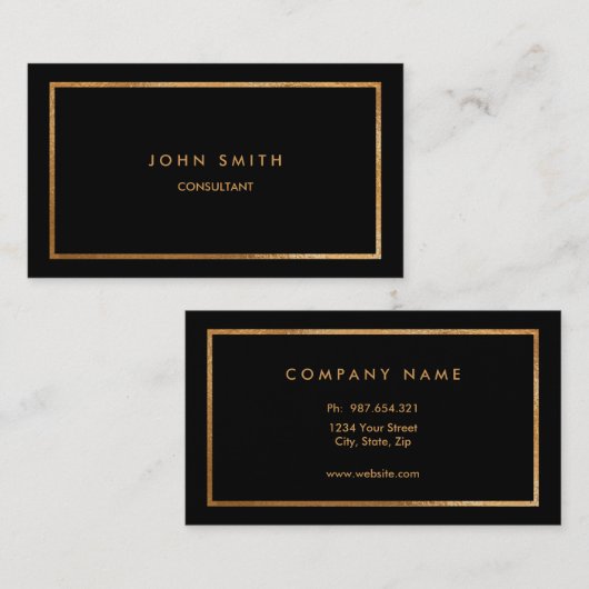 印刷フェイク金箔、ベーシックブラック、両面 名刺 (正面/裏面)