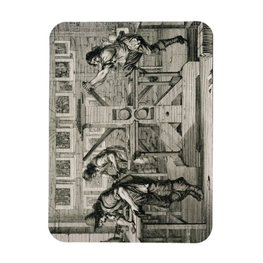 印刷フランスの機, 1642 (版木、銅版、版画) マグネット (縦)
