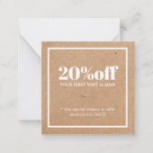 印刷ミニマルクラフトエレガントホワイトホリデークーポン ノートカード (正面)