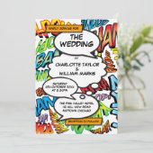 印刷モダンおもしろい漫画ブ結婚ック 招待状 (スタンド正面)