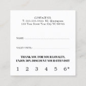 印刷モダンクラフト白黒美しいはっきりしたサロン ロイヤリティカード (裏面)