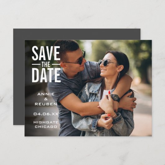 印刷モダン写真の日付の保存 ポストカード (正面/裏面)