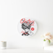 印刷モダンTシャツ – スタイリッシュおよびトレンディーグラフィック ラウンド壁時計 (ホーム)