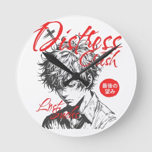 印刷モダンTシャツ – スタイリッシュおよびトレンディーグラフィック ラウンド壁時計 (正面)