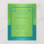 印刷リボンターコイズ、ライムフローラRSVPカード 出欠カード (裏面)