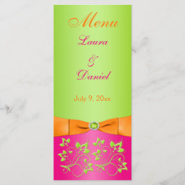 印刷リボンピンクオレンジライムフローラメニューカード メニュー