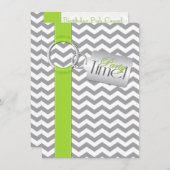 印刷リボンライムグレーホワイト21歳の誕生日パーティー 招待状 (正面/裏面)