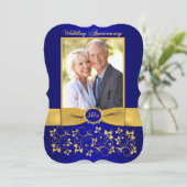 印刷リボン 50周年 招待状 - 青 (スタンド正面)