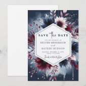 印刷可お洒落能なブルゴーニュ セーブザデート (正面/裏面)