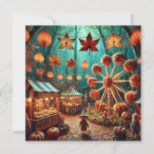 印刷可お洒落能な秋カーニバルスクラップブック 招待状 (正面)