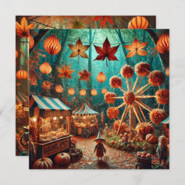 印刷可お洒落能な秋カーニバルスクラップブック 招待状