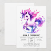 印刷可お洒落能な馬誕生日 招待状 (正面/裏面)