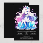 印刷可お洒落能プリンセス誕生日 招待状 (正面/裏面)