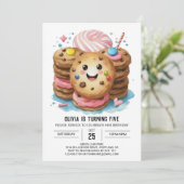 印刷可エレガント能なガーリーCookie誕生日 招待状 (スタンド正面)