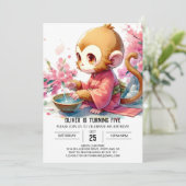 印刷可エレガント能なサル誕生日 招待状 (スタンド正面)