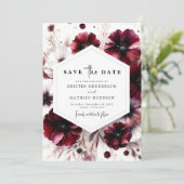 印刷可エレガント能なバ結婚ルガンディ セーブザデート (スタンド正面)