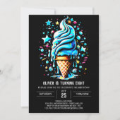 印刷可エレガント能なモダン男の子アイスクリーム誕生日 招待状 (正面)