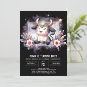 印刷可エレガント能な牛誕生日 招待状 (スタンド正面)