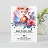 印刷可エレガント能な虎誕生日 招待状 (スタンド正面)