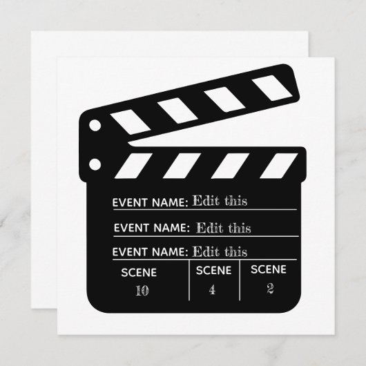印刷可カスタマイズ能なムービークラップボードテンプレート カード (正面/裏面)