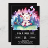 印刷可ガーリー能な牛誕生日 招待状 (正面/裏面)