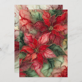 印刷可クラシック能フェスティバルアルコールインクポインセチア 招待状