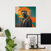 印刷可クール能なコラージュ・アート男が現れる ポスター (ホームオフィス)