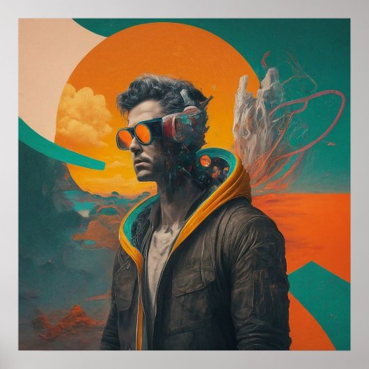 印刷可クール能なコラージュ・アート男が現れる ポスター (正面)