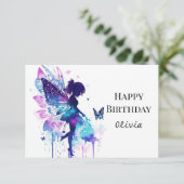 印刷可モダン能なお洒落フェアヤコア誕生日 カード (スタンド正面)