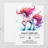 印刷可モダン能な馬誕生日 招待状 (正面/裏面)