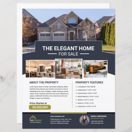 印刷可実在能エステートフライヤーテンプレート (正面/裏面)