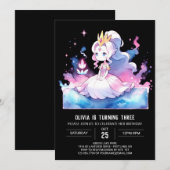 印刷可王室の能プリンセス誕生日 招待状 (正面/裏面)